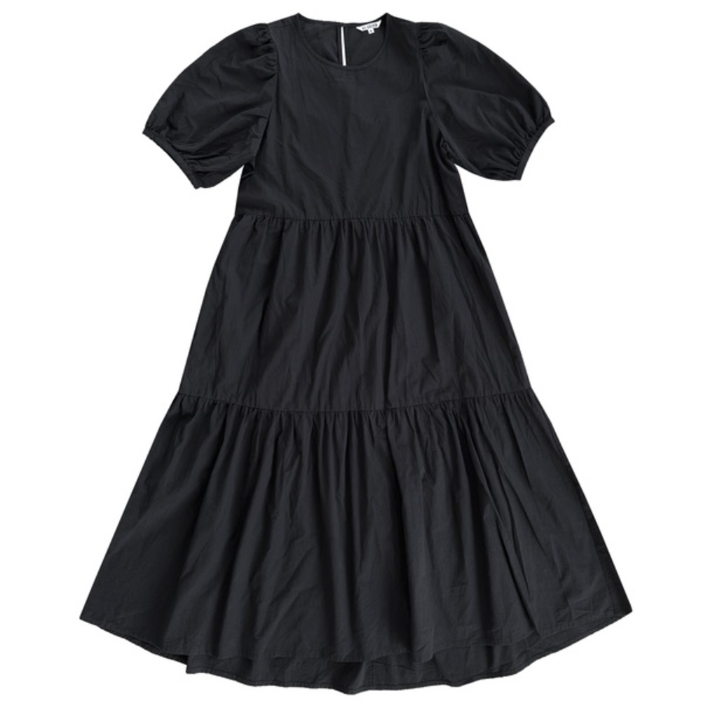 Ali Golden Puff Sleeve Dress in Black